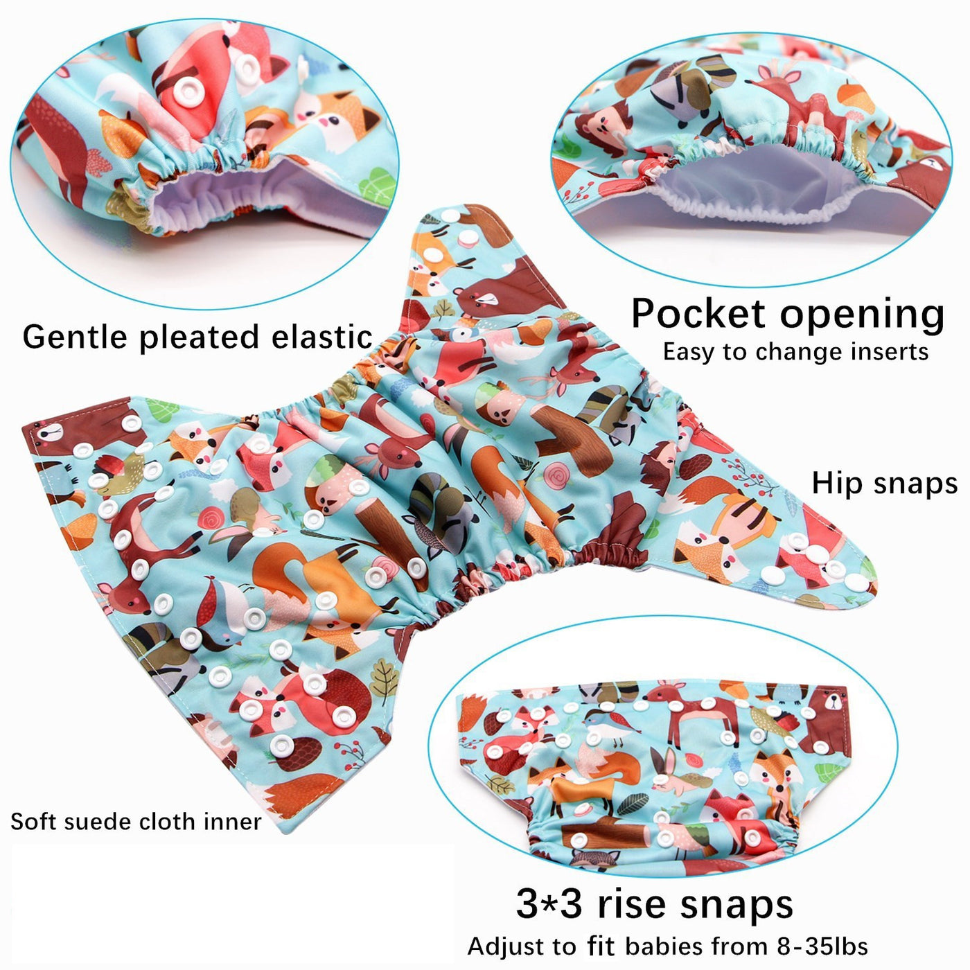 Cute Cartoon Printed Baby Cloth Diapers