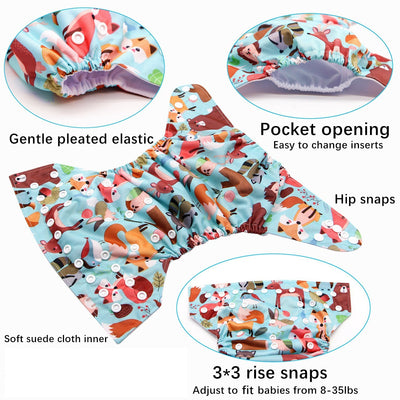 Cute Cartoon Printed Baby Cloth Diapers